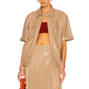 Simkhai 'Joselin' Tan Vegan Leather Shirt Size M